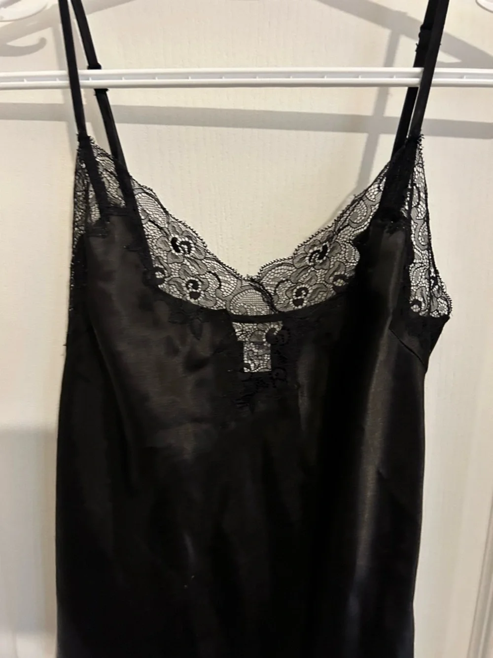 La SENZA Black Satin Lace-Trim Chemise - Picture 2 of 4